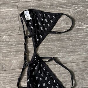 Black Monogram Bikini Top